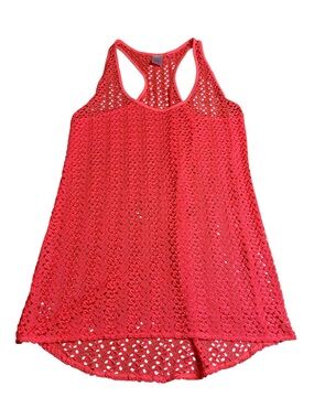 Xhilaration Neon Coral Crochet Racerback Tank Top - Size Large